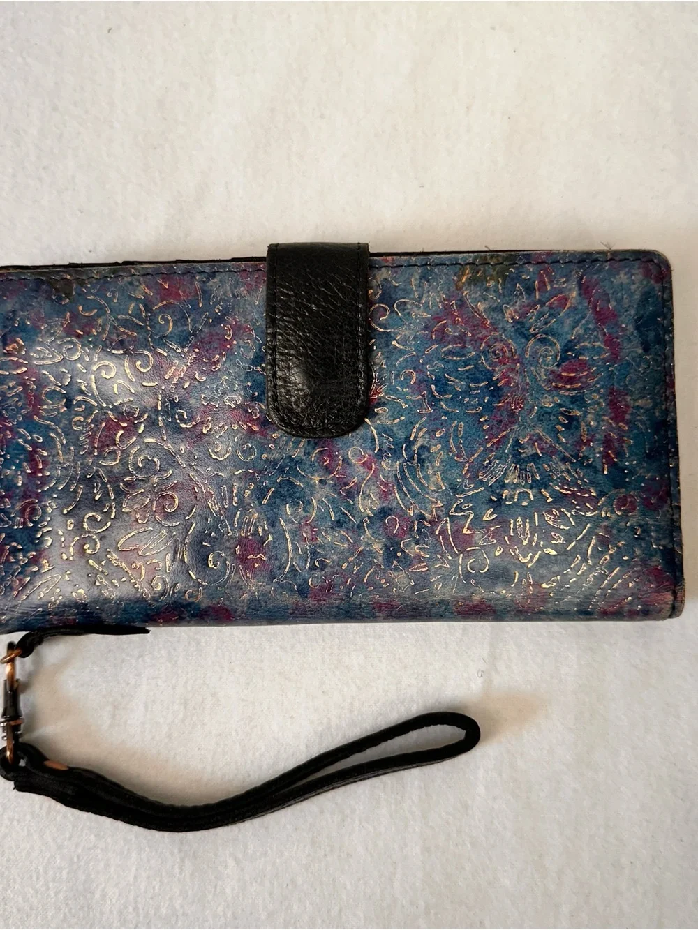 Patricia Nash Valentia Floral Brocade Multi Color Leather Wristlet Wallet